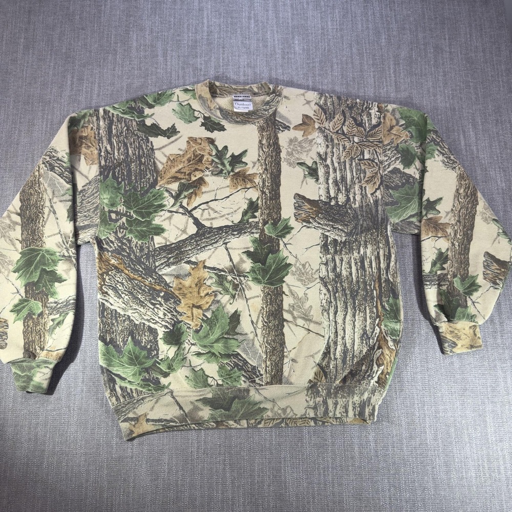 Jerzees Outdoors Sweatshirt Mens XL Camo Pullover Hunting Crewneck Vintage